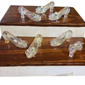 Amscan Set of 7 Clear Iridescent Women’s Heel Figurine Pump 3” x 1.5”